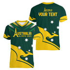 Personalised Australia Go Paris 2024 Women V-Neck T-Shirt National Color Ver2