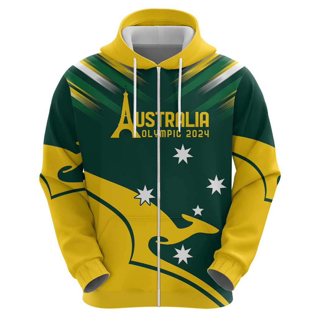 Personalised Australia Go Paris 2024 Zip Hoodie National Color Ver2