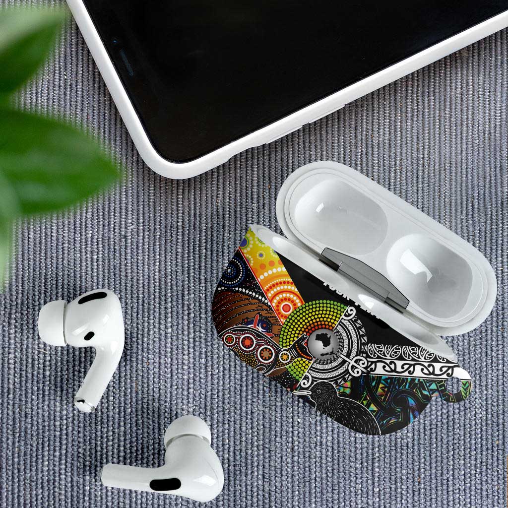 Australia New Zealand Personalised AirPods Case Maori Aboriginal Art Style - Aussie Hoodie
