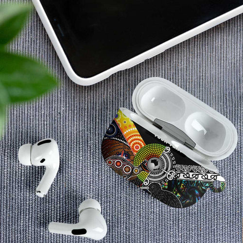 Australia New Zealand Personalised AirPods Case Maori Aboriginal Art Style - Aussie Hoodie