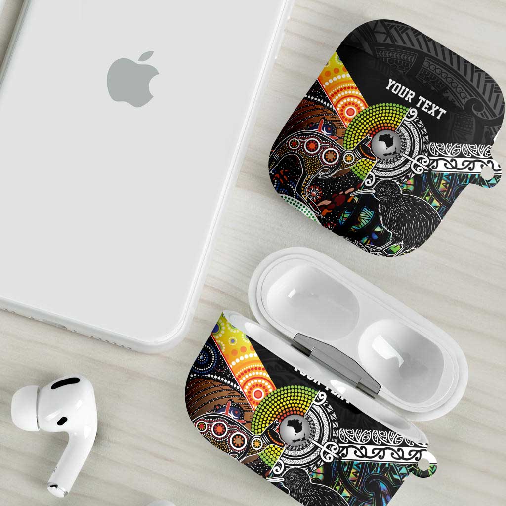 Australia New Zealand Personalised AirPods Case Maori Aboriginal Art Style - Aussie Hoodie