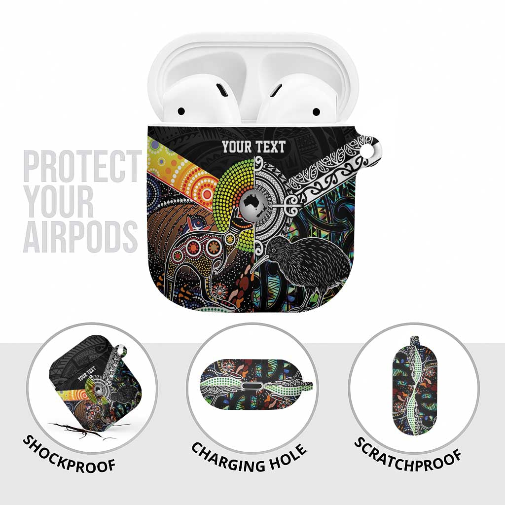 Australia New Zealand Personalised AirPods Case Maori Aboriginal Art Style - Aussie Hoodie