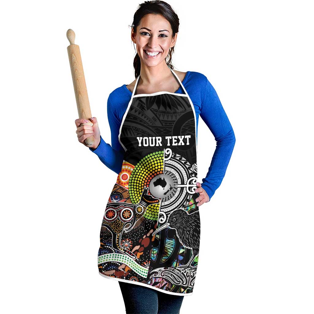 Australia New Zealand Personalised Apron Maori Aboriginal Art Style - Aussie Hoodie