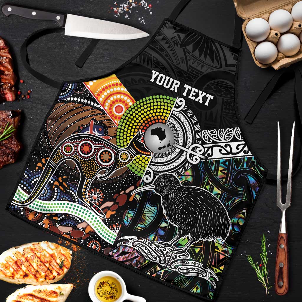 Australia New Zealand Personalised Apron Maori Aboriginal Art Style - Aussie Hoodie