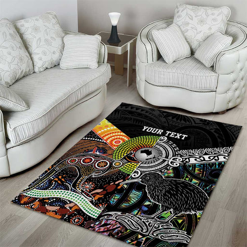 New Zealand and Australia Area Rug Maori Mix Aboriginal Art Style