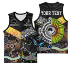 Australia New Zealand Personalised Basketball Jersey Maori Aboriginal Art Style - Aussie Hoodie