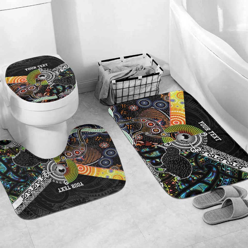 Australia New Zealand Personalised Bathroom Set Maori Aboriginal Art Style - Aussie Hoodie