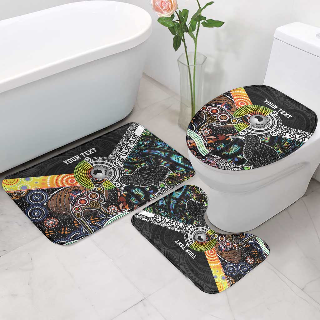 Australia New Zealand Personalised Bathroom Set Maori Aboriginal Art Style - Aussie Hoodie