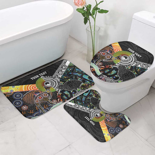 Australia New Zealand Personalised Bathroom Set Maori Aboriginal Art Style - Aussie Hoodie