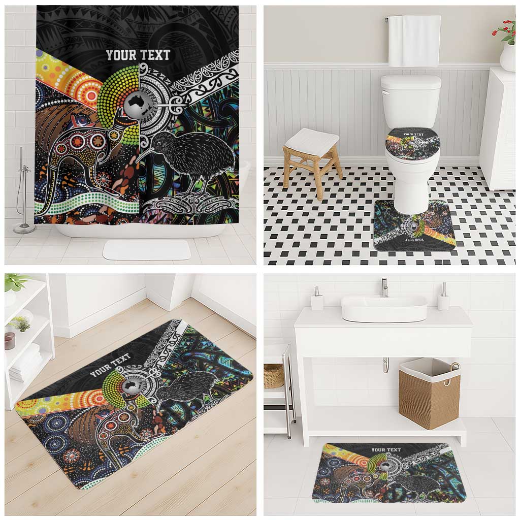 Australia New Zealand Personalised Bathroom Set Maori Aboriginal Art Style - Aussie Hoodie