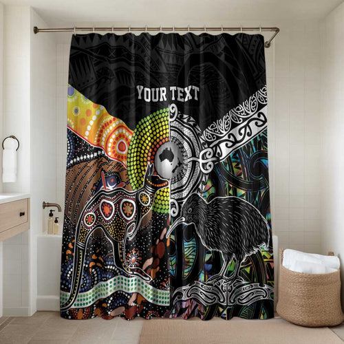 Australia New Zealand Personalised Bathroom Set Maori Aboriginal Art Style - Aussie Hoodie