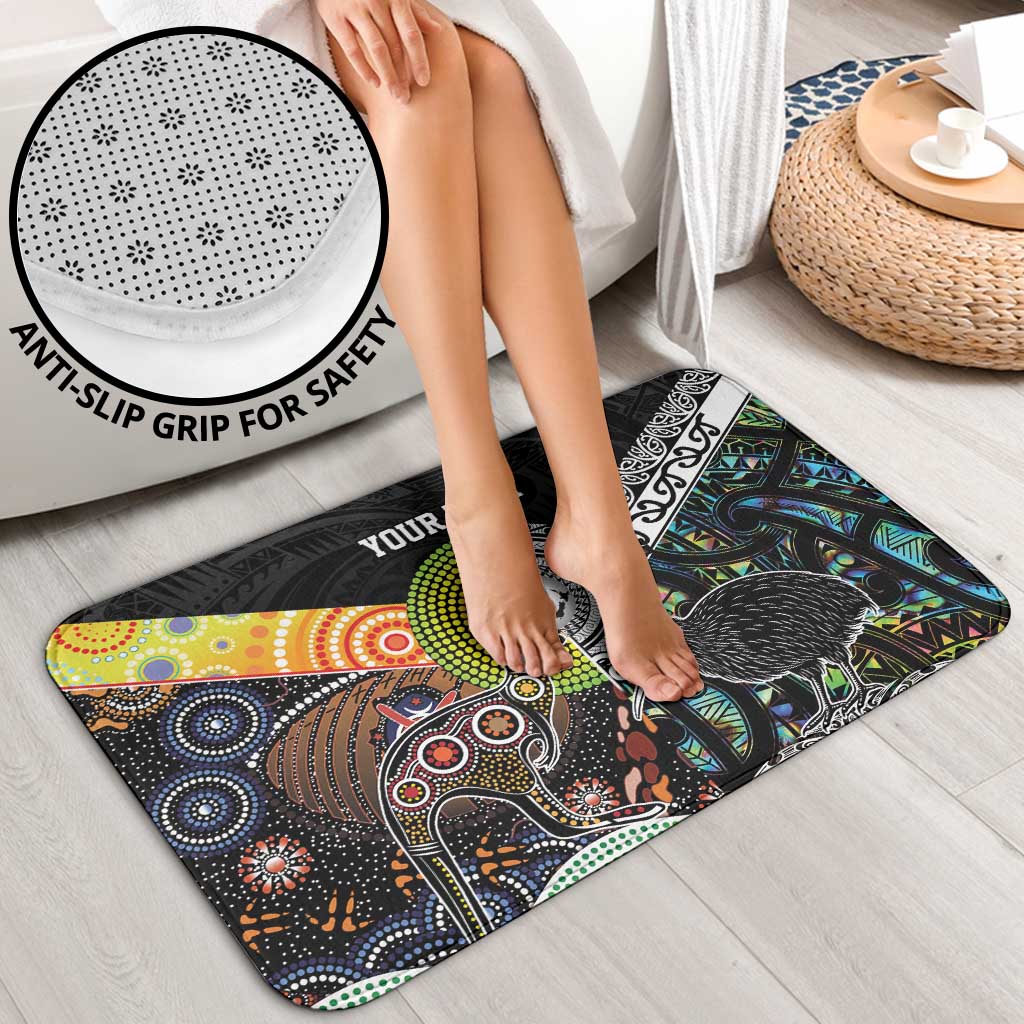 Australia New Zealand Personalised Bathroom Set Maori Aboriginal Art Style - Aussie Hoodie