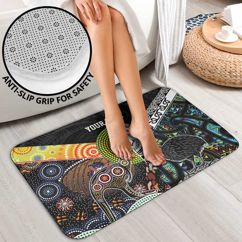 Australia New Zealand Personalised Bathroom Set Maori Aboriginal Art Style - Aussie Hoodie