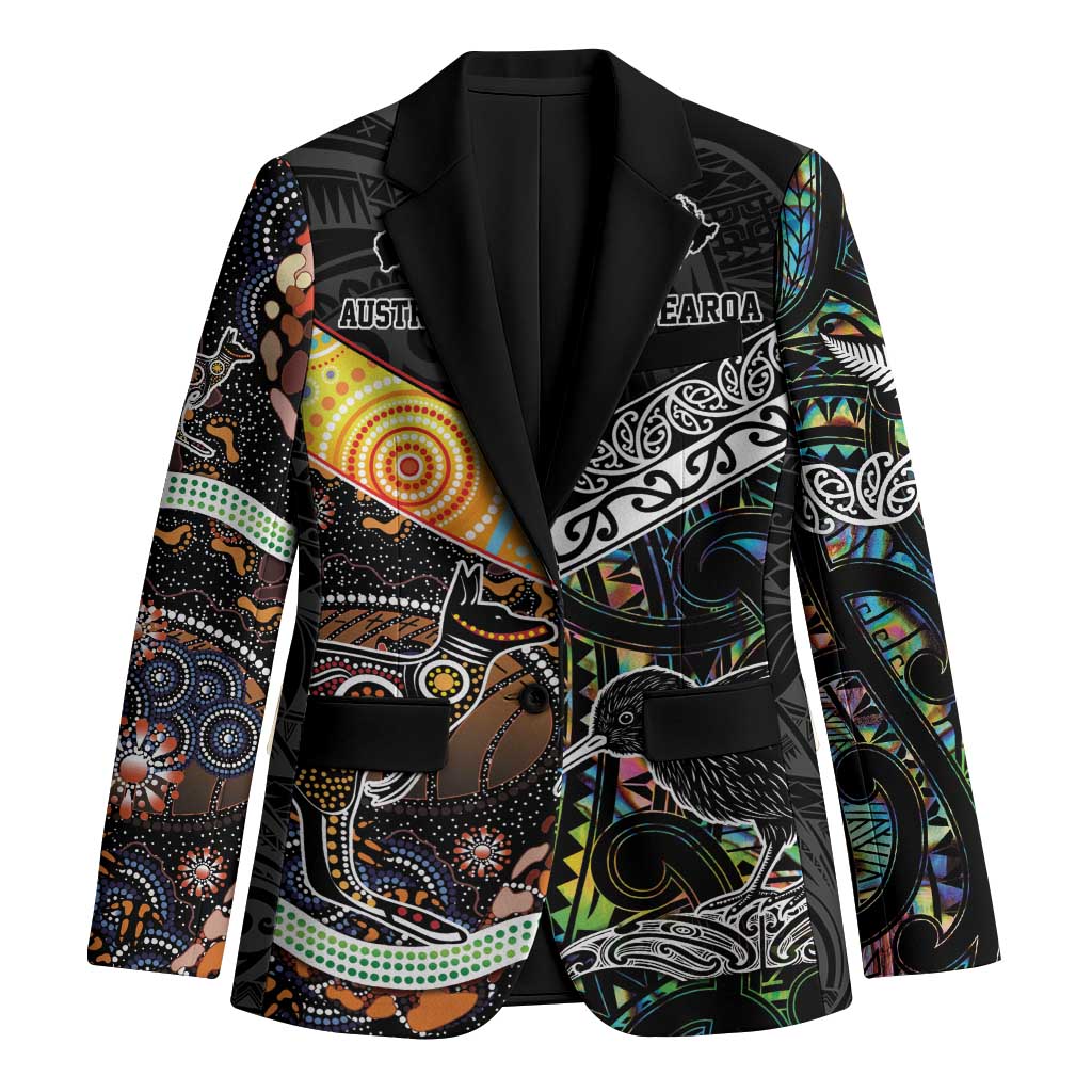 Australia New Zealand Personalised Blazer Maori Aboriginal Art Style - Aussie Hoodie