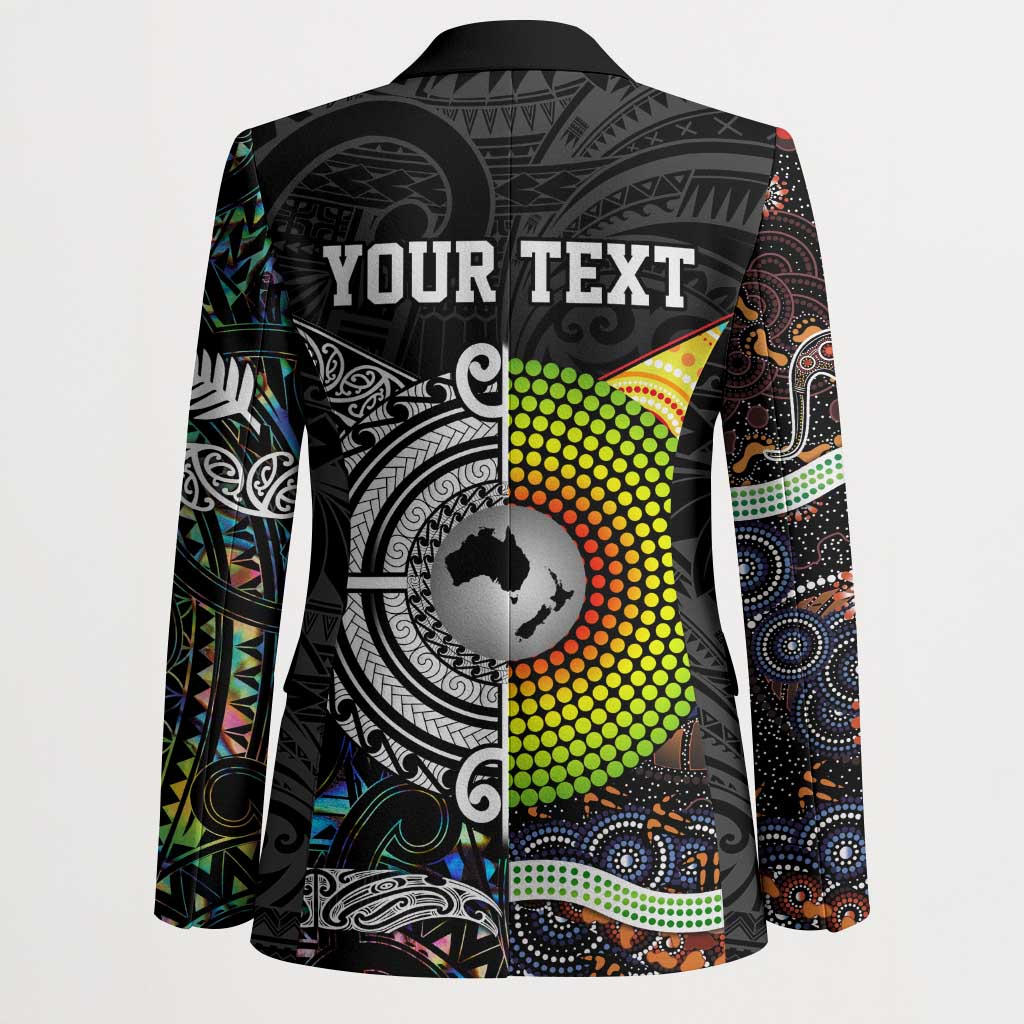 Australia New Zealand Personalised Blazer Maori Aboriginal Art Style - Aussie Hoodie