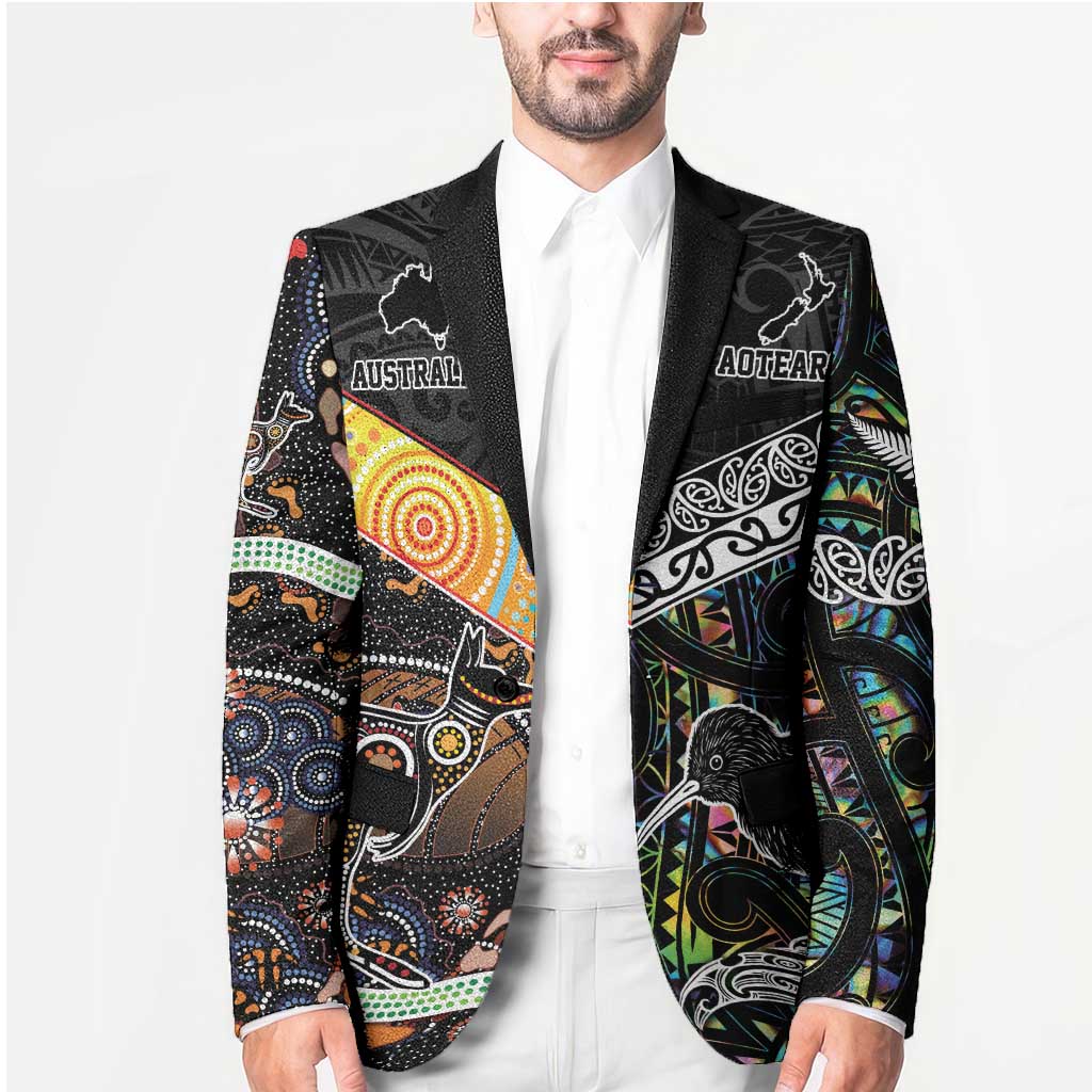 Australia New Zealand Personalised Blazer Maori Aboriginal Art Style - Aussie Hoodie
