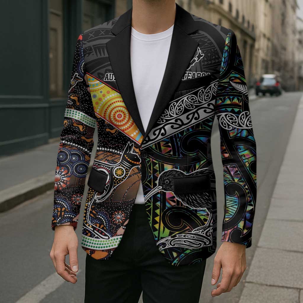 Australia New Zealand Personalised Blazer Maori Aboriginal Art Style - Aussie Hoodie