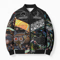Australia New Zealand Personalised Bomber Puffer Jacket Maori Aboriginal Art Style - Aussie Hoodie