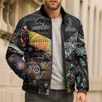 Australia New Zealand Personalised Bomber Puffer Jacket Maori Aboriginal Art Style - Aussie Hoodie