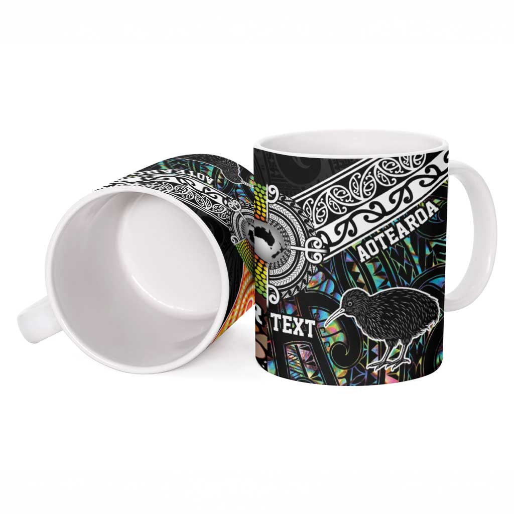 Australia New Zealand Personalised Ceramic Mug Maori Aboriginal Art Style - Aussie Hoodie