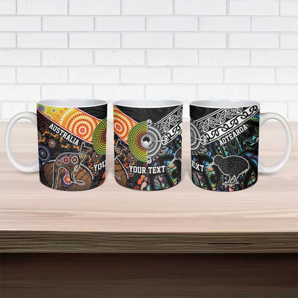 Australia New Zealand Personalised Ceramic Mug Maori Aboriginal Art Style - Aussie Hoodie