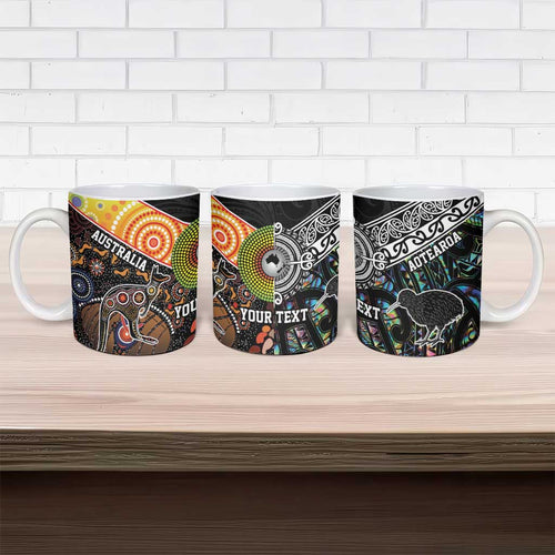 Australia New Zealand Personalised Ceramic Mug Maori Aboriginal Art Style - Aussie Hoodie