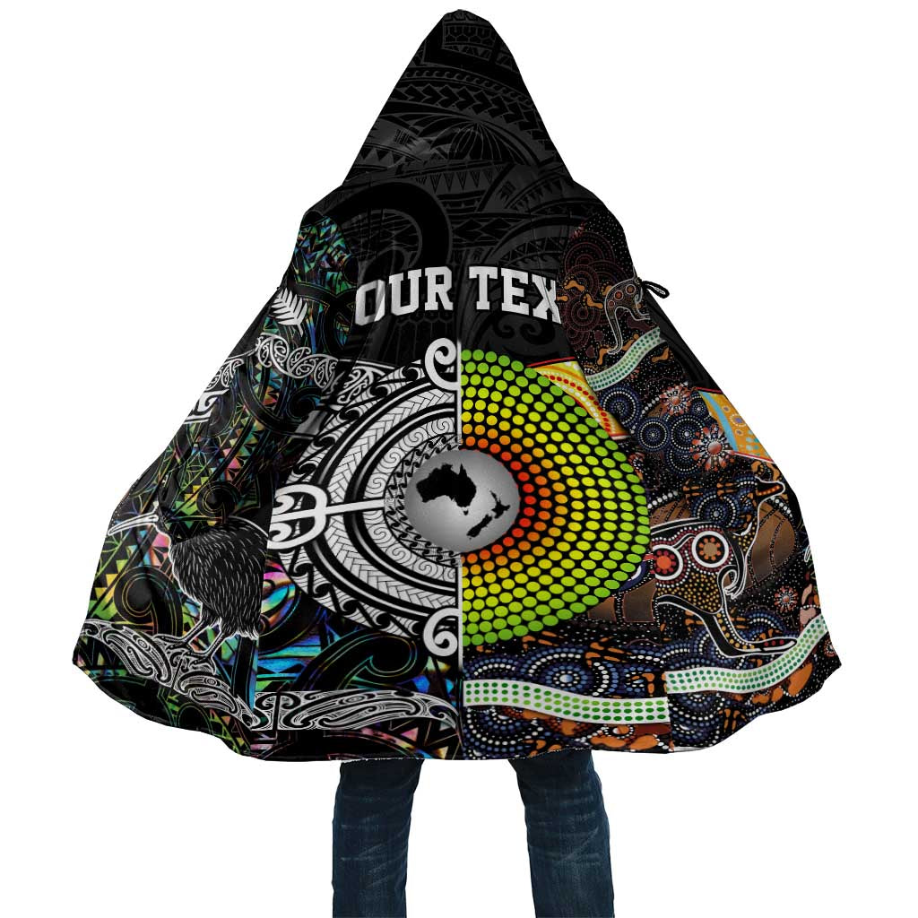Australia New Zealand Personalised Cloak Maori Aboriginal Art Style - Aussie Hoodie