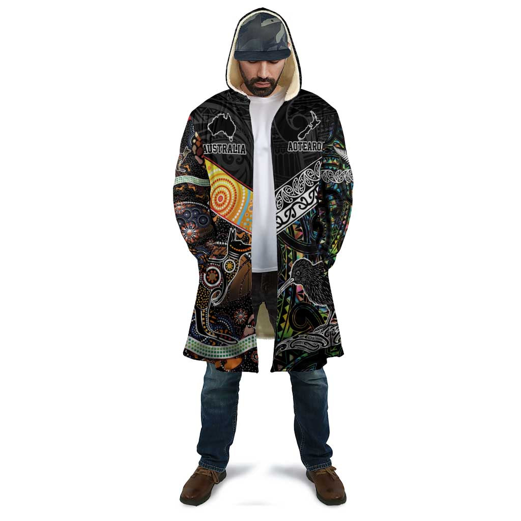Australia New Zealand Personalised Cloak Maori Aboriginal Art Style - Aussie Hoodie