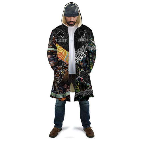 Australia New Zealand Personalised Cloak Maori Aboriginal Art Style - Aussie Hoodie