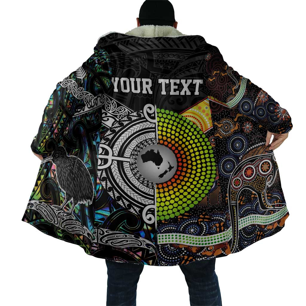 Australia New Zealand Personalised Cloak Maori Aboriginal Art Style - Aussie Hoodie