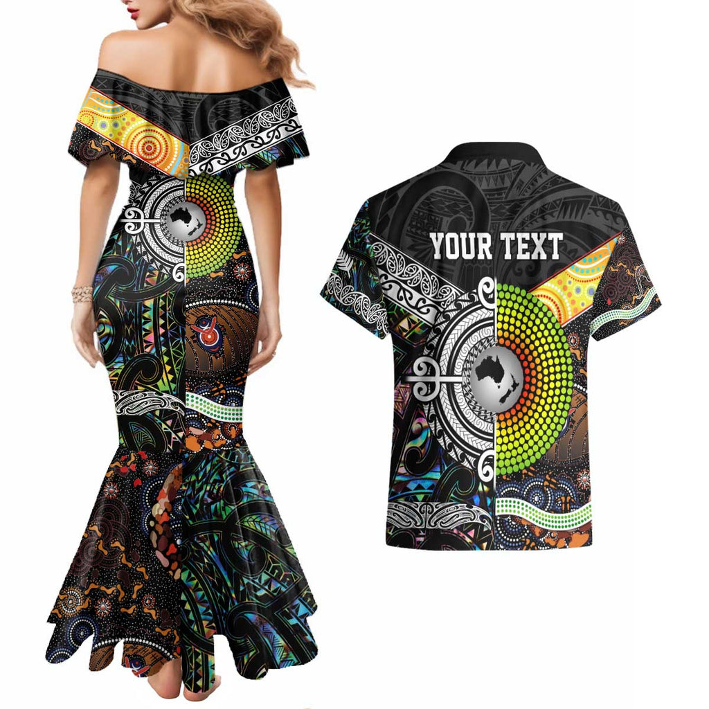 New Zealand and Australia Couples Matching Mermaid Dress and Hawaiian Shirt Maori Mix Aboriginal Art Style