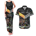 New Zealand and Australia Couples Matching Tank Maxi Dress and Hawaiian Shirt Maori Mix Aboriginal Art Style