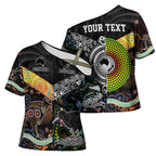 Australia New Zealand Personalised Cross Shoulder Shirt Maori Aboriginal Art Style - Aussie Hoodie