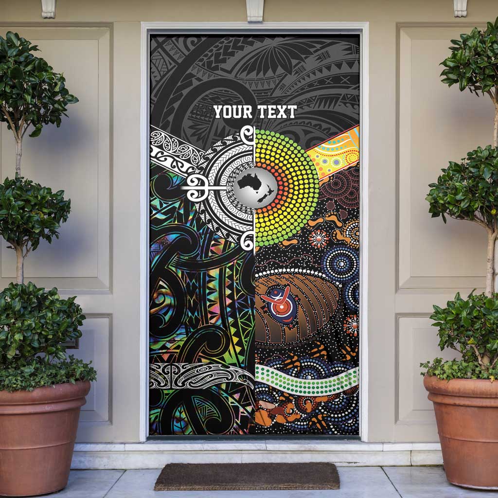 Australia New Zealand Personalised Door Cover Maori Aboriginal Art Style - Aussie Hoodie