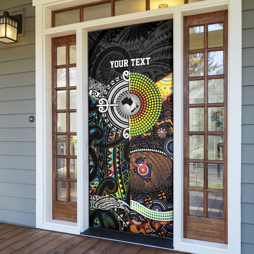 Australia New Zealand Personalised Door Cover Maori Aboriginal Art Style - Aussie Hoodie