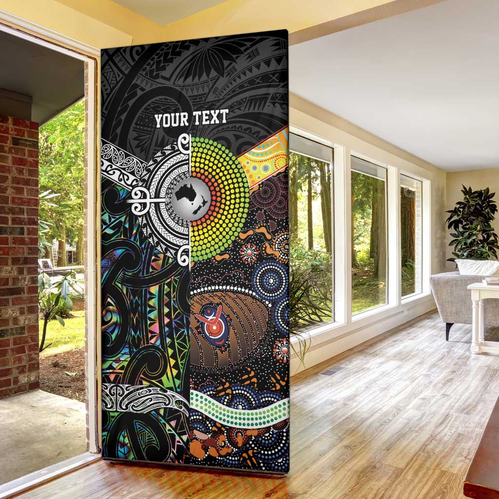 Australia New Zealand Personalised Door Cover Maori Aboriginal Art Style - Aussie Hoodie