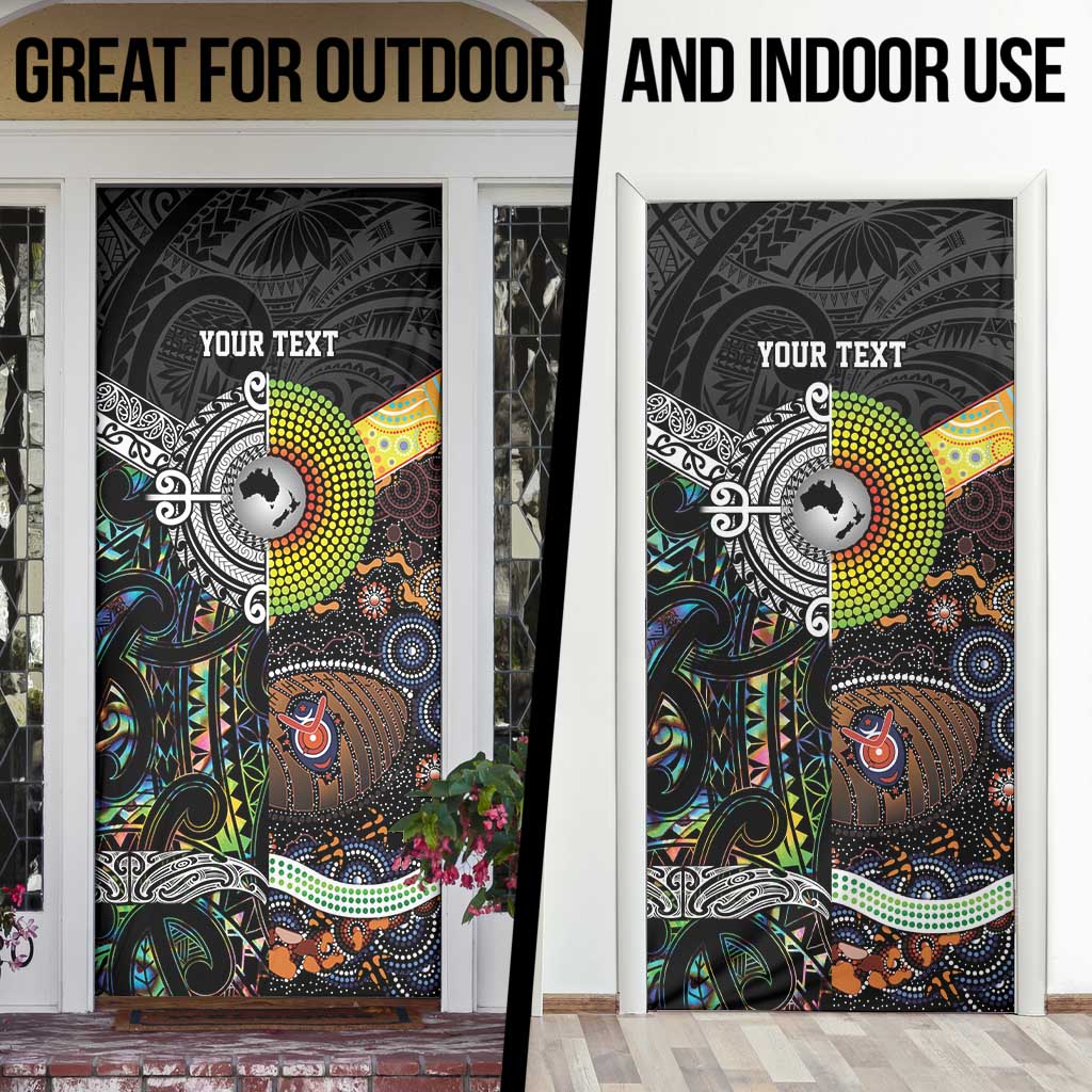 Australia New Zealand Personalised Door Cover Maori Aboriginal Art Style - Aussie Hoodie