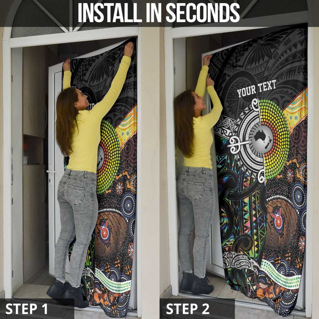 Australia New Zealand Personalised Door Cover Maori Aboriginal Art Style - Aussie Hoodie