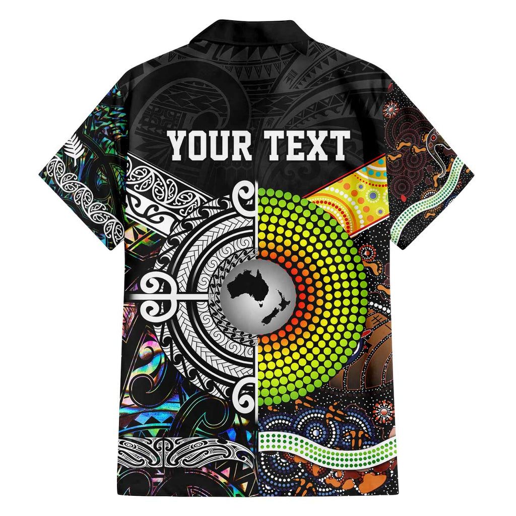 New Zealand and Australia Family Matching Puletasi and Hawaiian Shirt Maori Mix Aboriginal Art Style