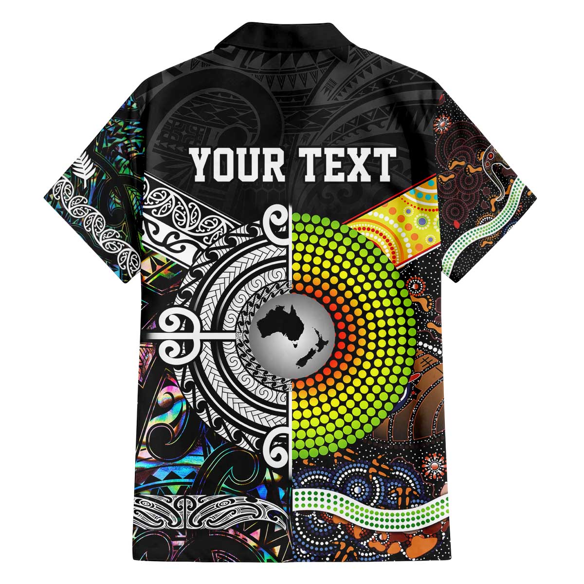 New Zealand and Australia Family Matching Puletasi and Hawaiian Shirt Maori Mix Aboriginal Art Style