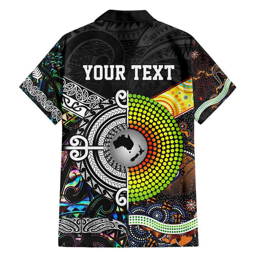 New Zealand and Australia Family Matching Short Sleeve Bodycon Dress and Hawaiian Shirt Maori Mix Aboriginal Art Style