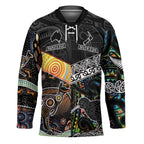 Australia New Zealand Personalised Hockey Jersey Maori Aboriginal Art Style - Aussie Hoodie