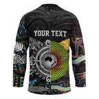 Australia New Zealand Personalised Hockey Jersey Maori Aboriginal Art Style - Aussie Hoodie