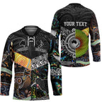 Australia New Zealand Personalised Hockey Jersey Maori Aboriginal Art Style - Aussie Hoodie