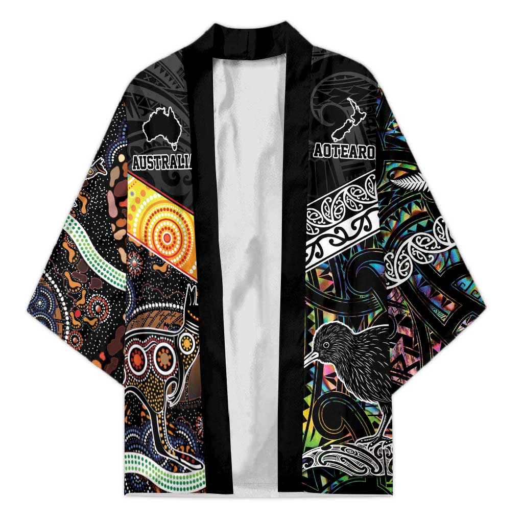 Australia New Zealand Personalised Kimono Maori Aboriginal Art Style - Aussie Hoodie