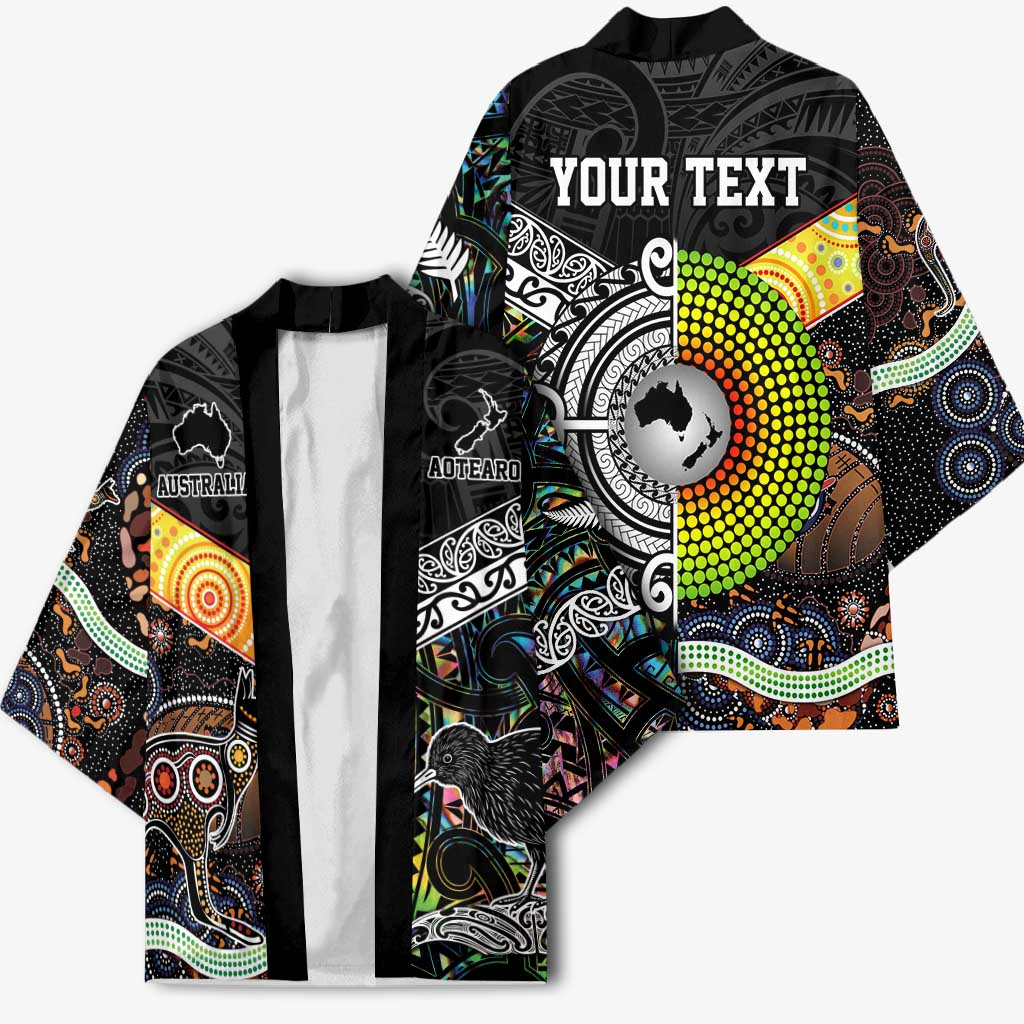 Australia New Zealand Personalised Kimono Maori Aboriginal Art Style - Aussie Hoodie