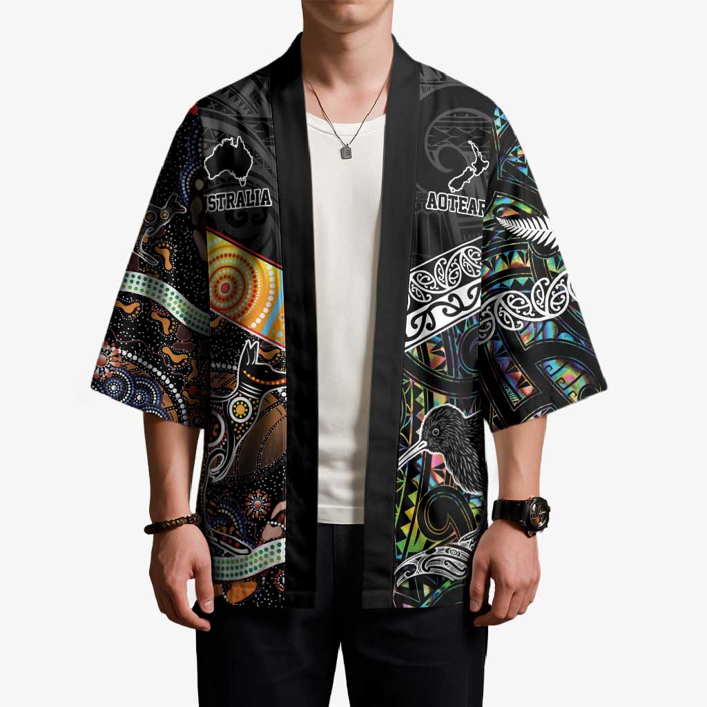 Australia New Zealand Personalised Kimono Maori Aboriginal Art Style - Aussie Hoodie