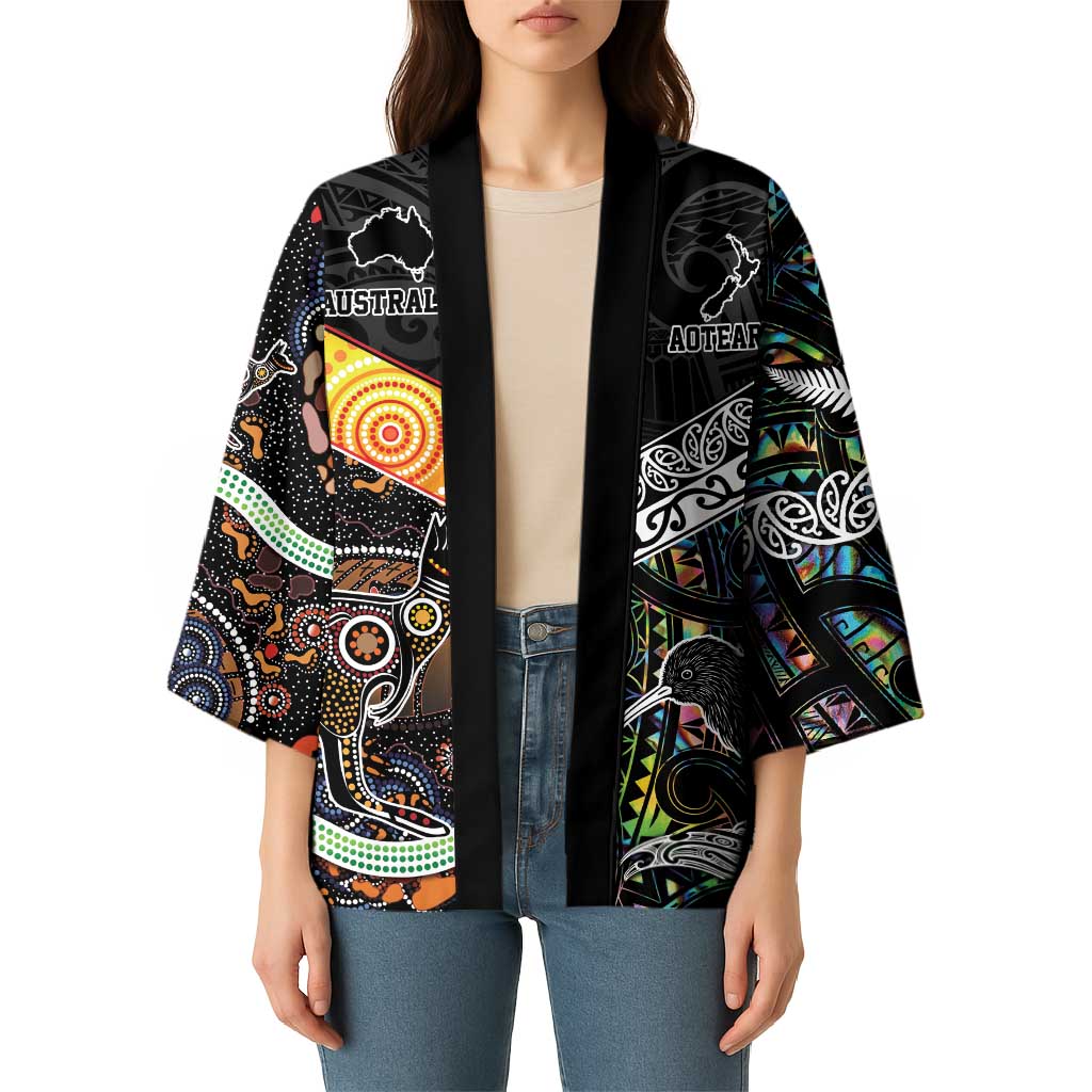 Australia New Zealand Personalised Kimono Maori Aboriginal Art Style - Aussie Hoodie