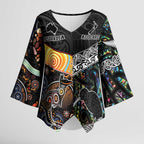 Australia New Zealand Personalised Kimono Sleeve Blouse Maori Aboriginal Art Style - Aussie Hoodie