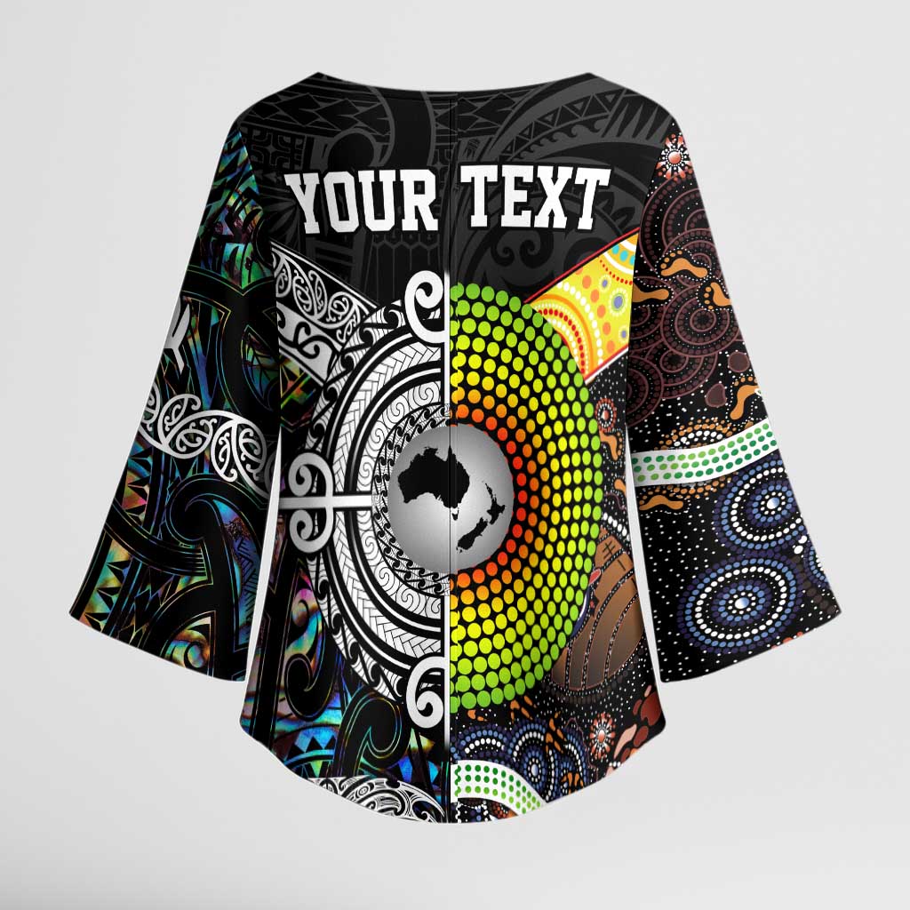 Australia New Zealand Personalised Kimono Sleeve Blouse Maori Aboriginal Art Style - Aussie Hoodie